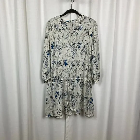 Melissa McCarthy Seven7 White&Blue Floral Tunic Blouse Sz.2X - Picture 5 of 14